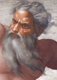 Michelangelo, Schepping van de zon en de maan (detail: God)