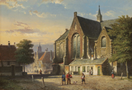 W. Koekkoek, Een kerkplein (naar de Sint Janskerk in Utrecht)