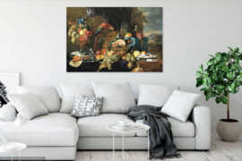 De Heem, Een rijk bedekte tafel met papegaai