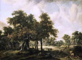 Hobbema, Boslandschap met boerenhoeven