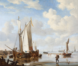 Van de Velde, Een wijdschip en een kaag in een inham