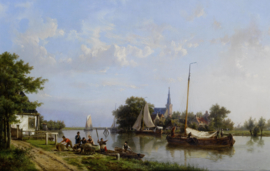 H. Koekkoek, Aken op een kanaal in de zomer