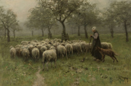 Mauve, Herderin met een kudde schapen