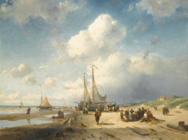 Leickert, Strandscene met vissers