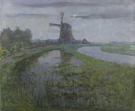 Mondriaan, Oostzijdse molen aan het Gein bij maanlicht