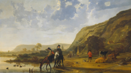 Cuyp, Rivierlandschap met ruiters