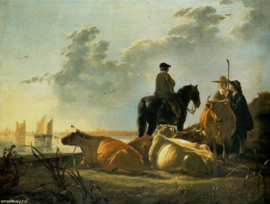 Cuyp, Boeren en vee bij de Merwede