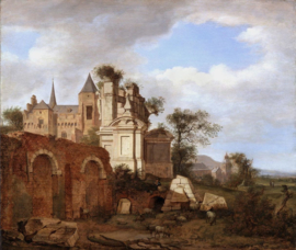Van der Heyden, Landschap met een Romaanse kerk