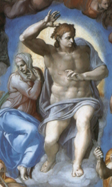 Michelangelo, Het laatste oordeel (detail: Christus en Maria)