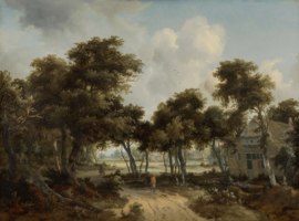 Hobbema, Boerenhoeven in een boslandschap