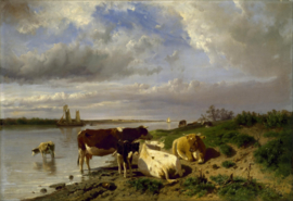 Koeien in de weide, Gerard Bilders, 1860 - 1865 - Rijksmuseum | Koeien  schilderen, Landschappen, Koeien kunst