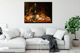 De Heem, Stilleven met wijn, fruit en oesters