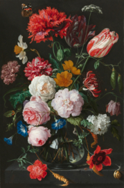 De Heem, Stilleven met bloemen in een glazen vaas