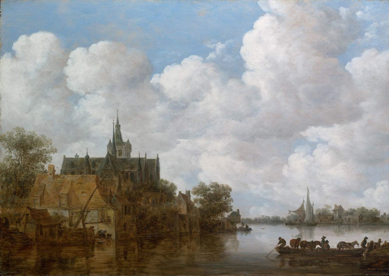 Van Goyen, Landschap met veerpont en kerk