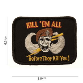 Embleem Kill 'em All - zonder klitteband - stof - 8,5 x 6,3 cm.