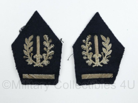 Belgische Politie luxe kraagspiegels PAAR Commissaris  metaaldraad - 8 x 5,5 cm - origineel