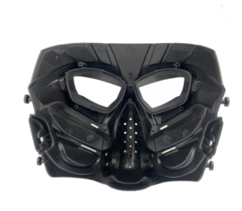 Airsoft masker met helmbevestiging en hoofdbevestiging - BLACK met heldere glazen