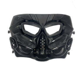 Airsoft masker met helmbevestiging en hoofdbevestiging - BLACK met smoke glazen