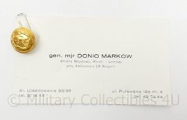 Visitekaartje van de Bulgaarse Defence attache met knoop - 10 x 5½ - origineel