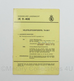 KL Nederlandse leger IK 11-406 Instructiekaart Veldtelefoontoestel TA-3017 1970 - origineel