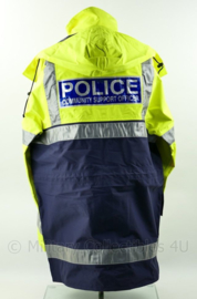 Britse Politie parka met reflecterende strepen - Police Community Support Officer - fluorgeel/blauw - NIEUW in verpakking - maat large - origineel