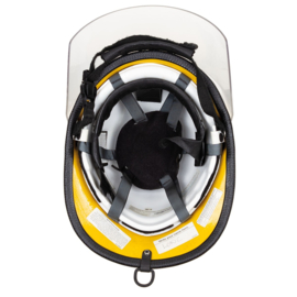 Brandweer helm laag model - geel - defecte liner - origineel
