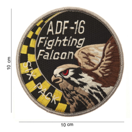 Embleem stof F16 fighting Falcon Six Pack -  10 cm. rond