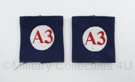 Militaire epauletten PAAR met opschrift A3 - 6 x 5,5 cm - origineel