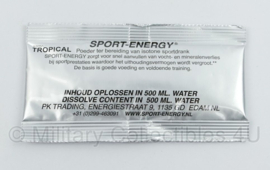 Sport-Energy Tropical smaak zakje a 40 gram voor 500ml isotone sportdrink met 60 kcal!  tht 11-8-2024