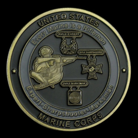 USMC United States Marine Corps Expert Sharpshooter Marksman coin - 40 mm diameter