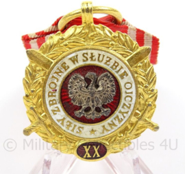 Poolse medaille 20 jaar trouwe dienst - afmeting 4 x 10,5 cm - origineel
