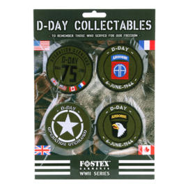 D Day Operation Overlord 75 Years 1944-2018 - set van 4 stoffen emblemen