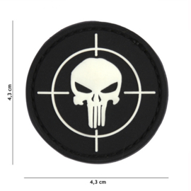 Embleem 3D PVC met klittenband - Punisher Vizier - zwart - 4,3 cm. diameter