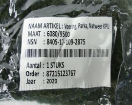 Defensie Bilaminaat parka voering en Fleece jack voering parka natweer kpu - huidig model - maat 6080/9500 - nieuw in verpakking - origineel