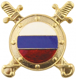 Russisch metalen petembleem Russische vlag met zwaarden - origineel