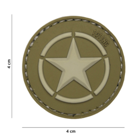 Embleem 3D PVC - met klittenband - US Invasion Star - Groene achtergrond - 4 cm. diameter