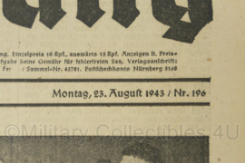 WO2 Duitse krant Tageszeitung nr. 196 23 augustus 1943 - 47 x 32 cm - origineel