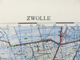 Wo2 Britse War Office Stafkaart van Zwolle uit 1945 - Schaal 1:50000 -  60 x 75 cm - origineel