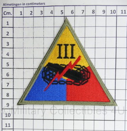 WO2 US 3rd 2nd Armored Corps III patch cut edge - 10 x 9,5 cm