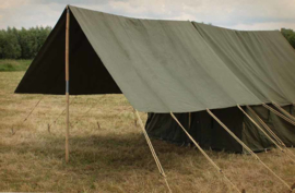 Replica Luifel Flyover Fly Sheet MET houten palen set voor WO2 US Small Wall tent - topkwaliteit