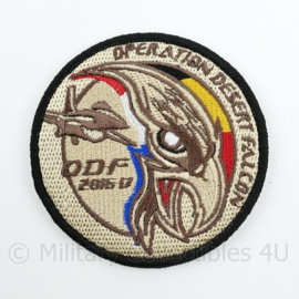 BAF Belgian Air Force Operation Desert Falcon ODF 2016-17 embleem  met klittenband- 9 cm. diameter