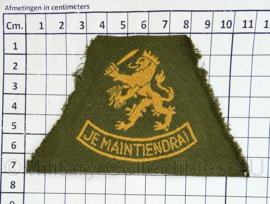 Nederlandse Je Maintiendrai KL DT  mouwleeuw ongevouwen geel op groen - vroeg model - 11 x 7 cm -  origineel