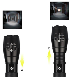 Oplaadbare L2 LED light complete set - 5 standen - zwart - lengte 12,5 cm - nieuw gemaakt