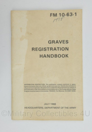 US Army Graves registration handbook FM 10-63-1 - uitgave 1986 - origineel