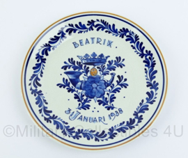 Beatrix 31 januari 1938 geboortebordje - diameter 18 cm - origineel