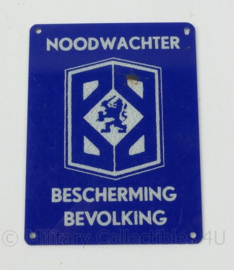 Noodwachter BB Bescherming Bevolking bordje - 8 x 6 cm - origineel