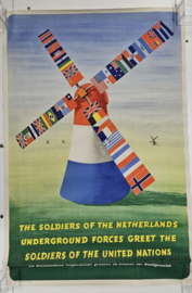 The Soldiers of The Netherlands Underground Forces Greet the Soldiers of the United Nations poster - 130 x 90 cm - origineel