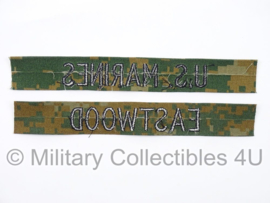 USMC US Marines 'EASTWOOD' branch tape/naamlint SET - marpat woodland camo - nieuw gemaakt