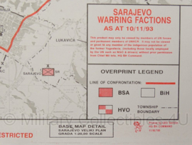 Sarajevo Warring Factions topografische kaart 1:25 000 - 65 x 47 cm - origineel