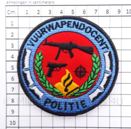 Vuurwapen docent Politie embleem, in kleur - met klittenband - diameter 9 cm